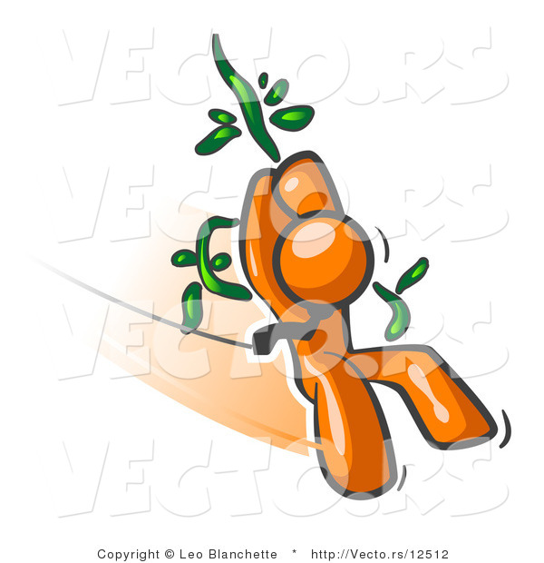 600x620 Vector Of Orange Guy Swinging On A Vine Like Tarzan By Leo