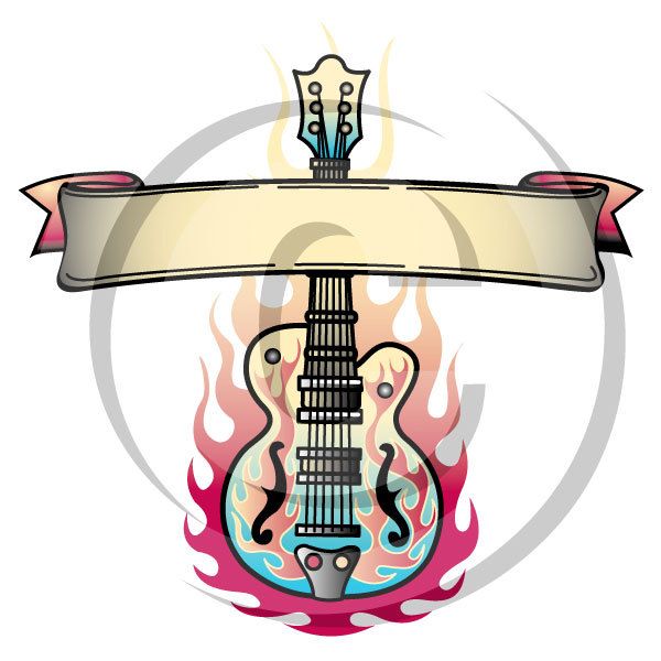 600x600 Tattoo Clip Art Clipart Guitar Flames Rock And Roll