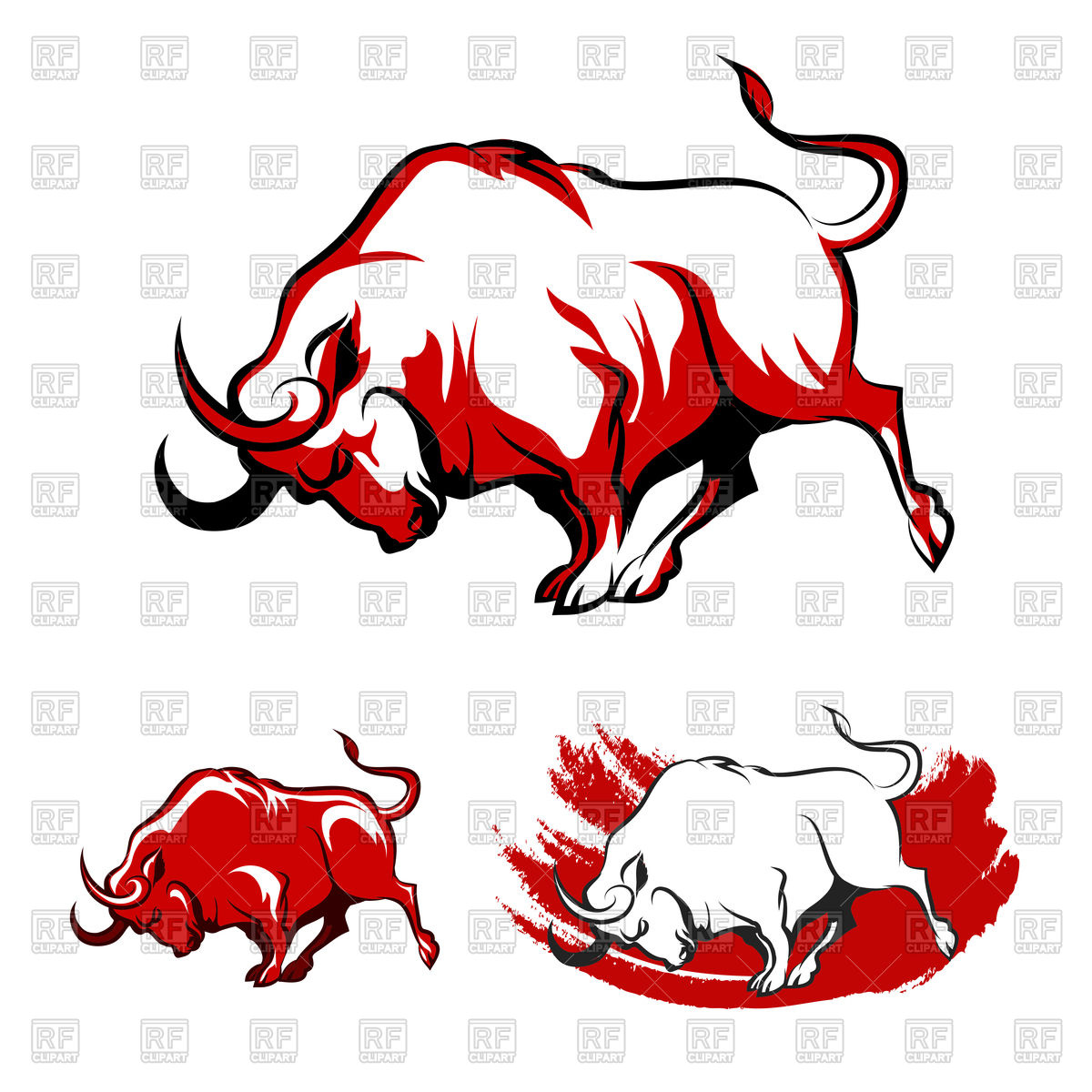 1200x1200 Fighting Bull Emblem Set Royalty Free Vector Clip Art Image