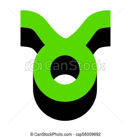 450x470 Taurus Sign Illustration. Vector. Green 3d Icon With Black Eps