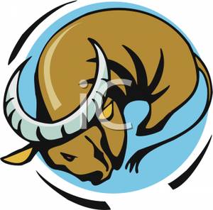 300x296 A Sleeping Taurus Clipart Picture
