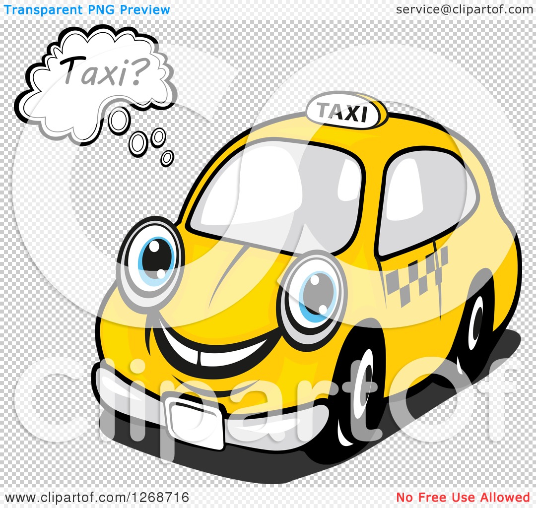 1080x1024 Clipart Of A Thinking Yellow Taxi Cab