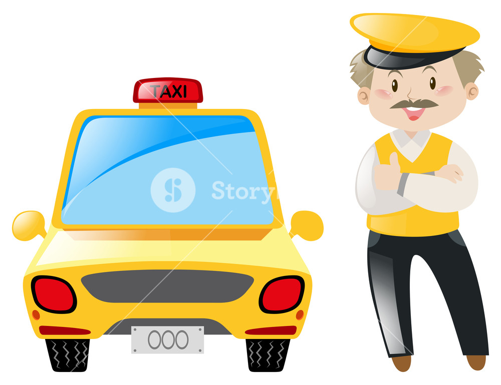 1000x770 Taxi Driver And Yellow Cab Illustration Royalty Free Stock Image