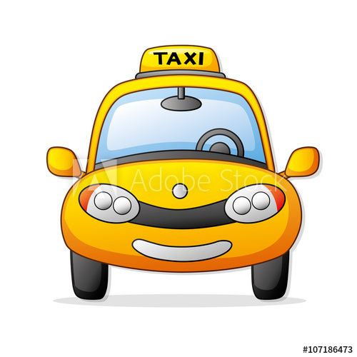 500x500 Yellow Taxi Cab Front View. Animal Transport