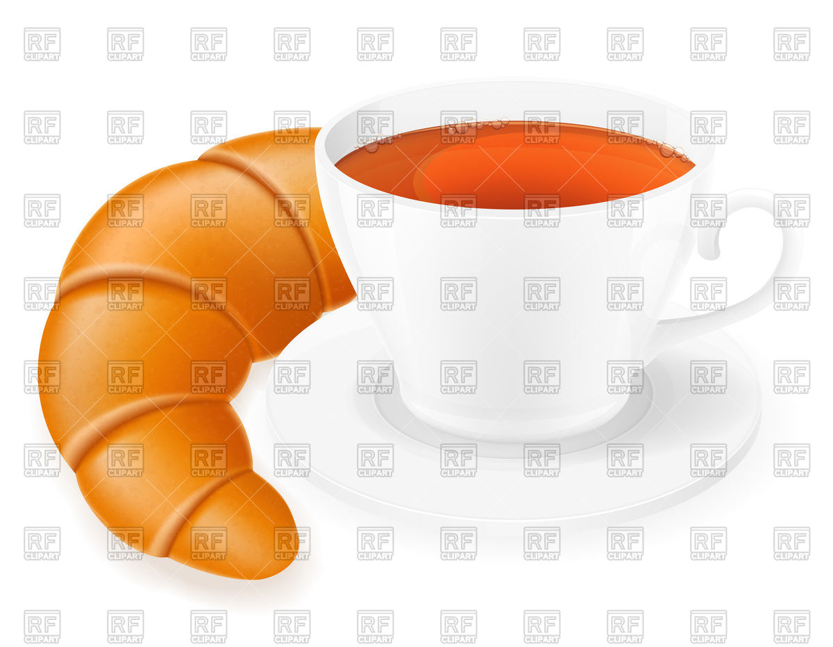 1200x933 Cup Of Tea And Croissant Royalty Free Vector Clip Art Image