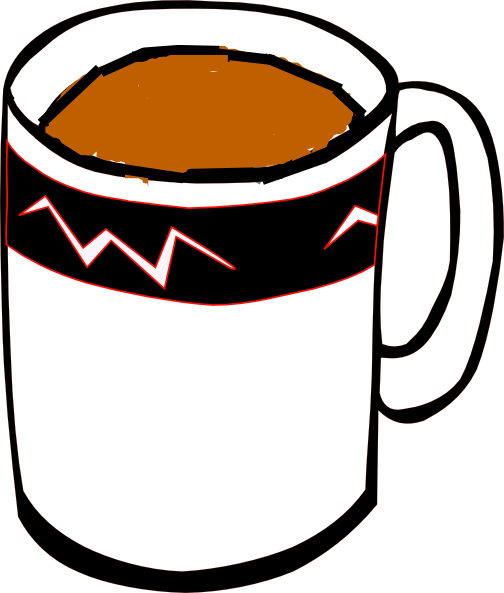 504x593 Tea Mug In White, Black And Red Clip Art
