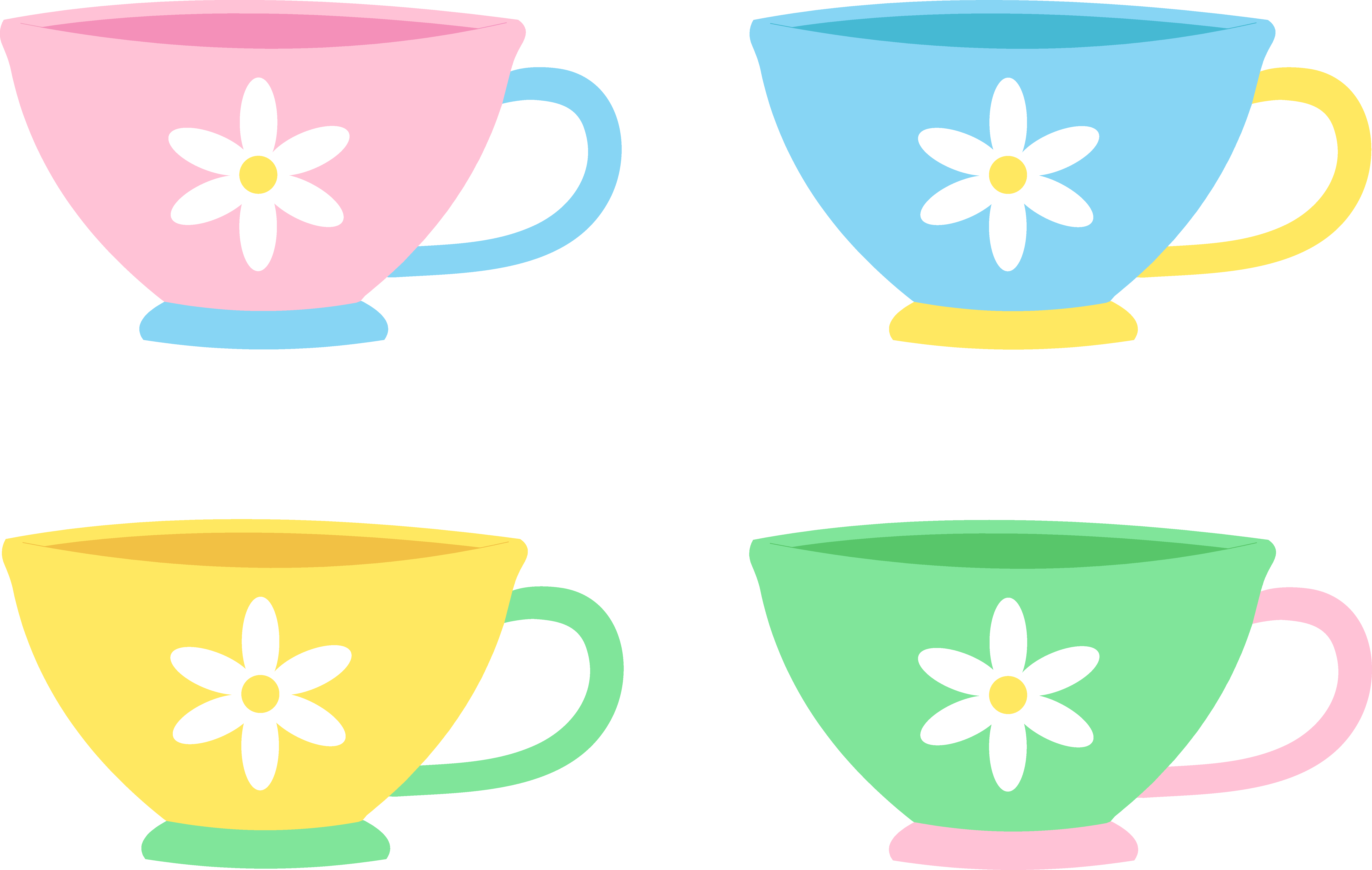 7305x4636 Set Of Four Cute Pastel Tea Cups
