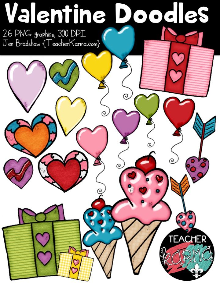 720x932 Valentine Doodles Clipart. Happy Valentine's Day!! These Heart
