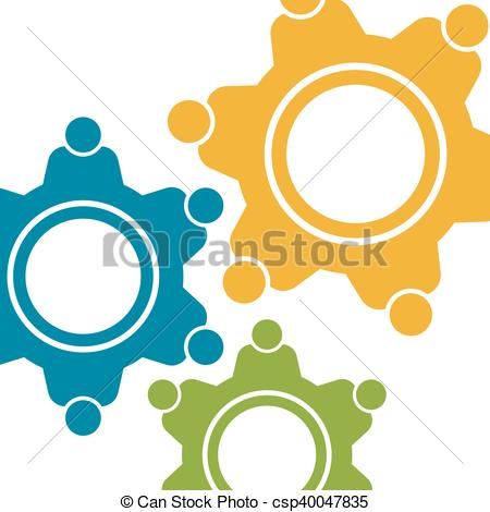 450x470 Vectors Of Gears People In Motion. Teamwork Concept. Vector