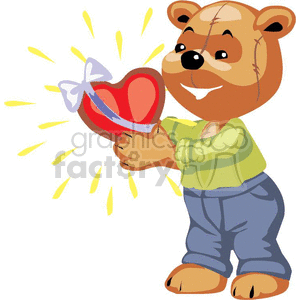 300x300 Royalty Free Teddy Bear Holding A Valentine's Heart 370788 Vector