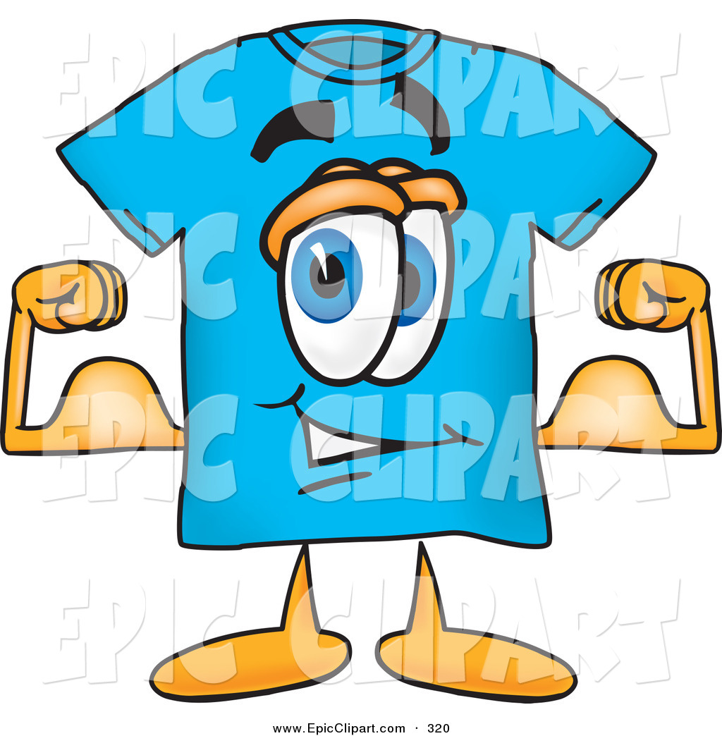 1024x1044 Vector Clip Art Of A Strong Blue Short Sleeved T Shirt Mascot