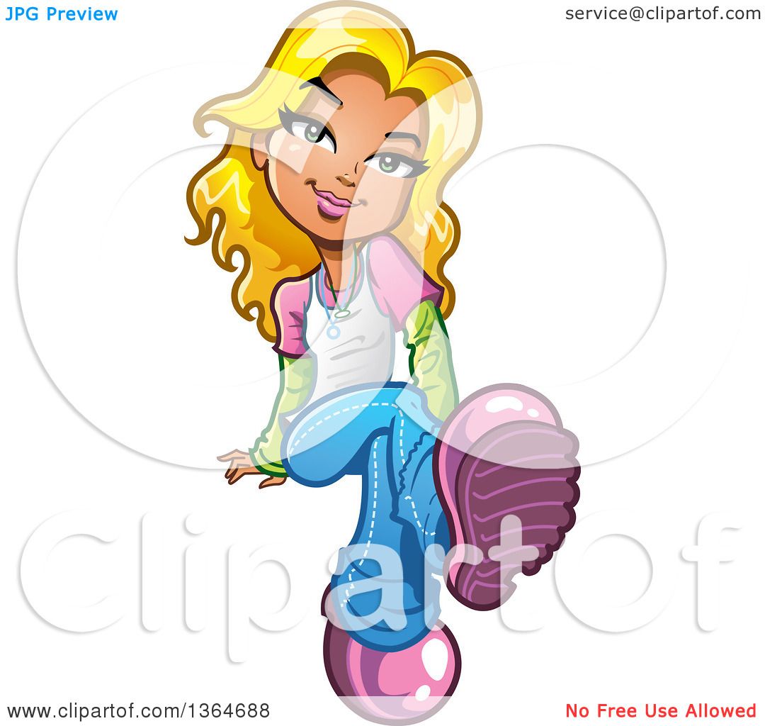 1080x1024 Clipart Of A Cartoon Casual Blond White Teen Girl Sitting