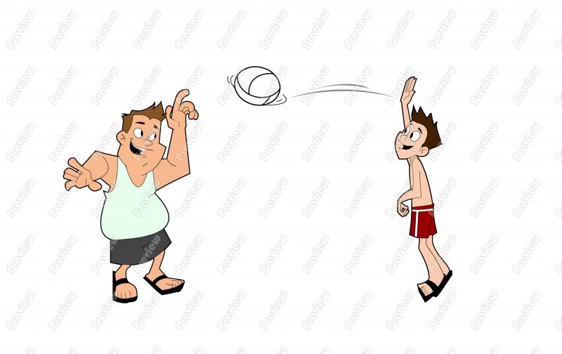800x504 Beach Teen Boys Volleyball Character Clip Art