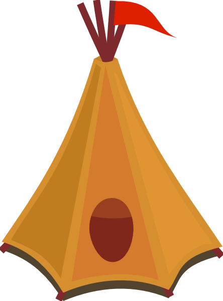 444x599 Cartoon Teepee With Red Flag Clip Art