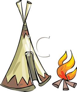 252x300 Royalty Free Clipart Image A Fire Outside A Tent