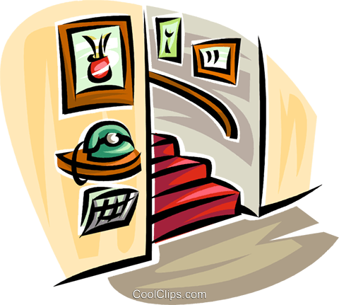 480x431 Telephone In A Hall With Stairs Royalty Free Vector Clip Art