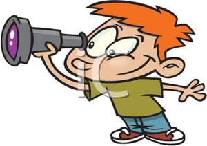 300x211 Clip Art Image A Young Boy Looking Through A Telescope