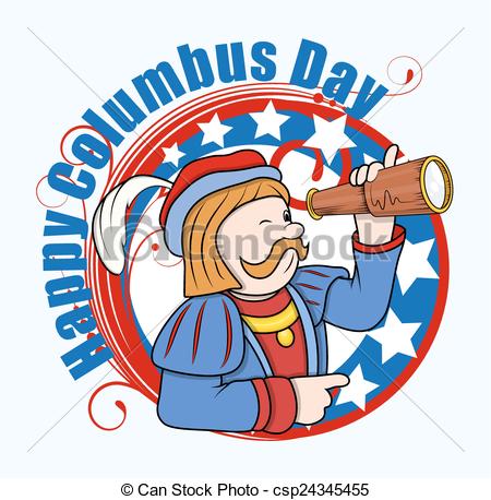 450x458 Columbus Man With Telescope Vector. Cartoon Man With Clipart