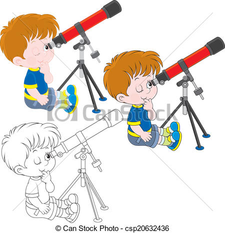 450x465 Little Astronomer. Boy Looking Through A Telescope, Three