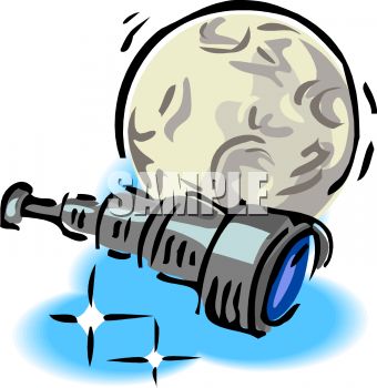 340x350 Royalty Free Clip Art Image Big Moon And A Telescope