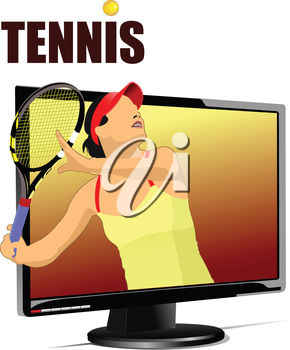 290x350 Clipart Illustration Of A Basketball Player On Tv