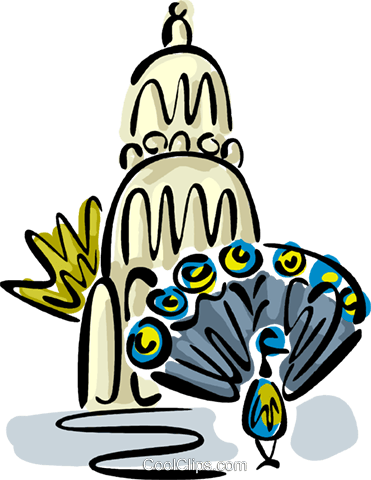 371x480 Peacock In Front Of A Temple Royalty Free Vector Clip Art