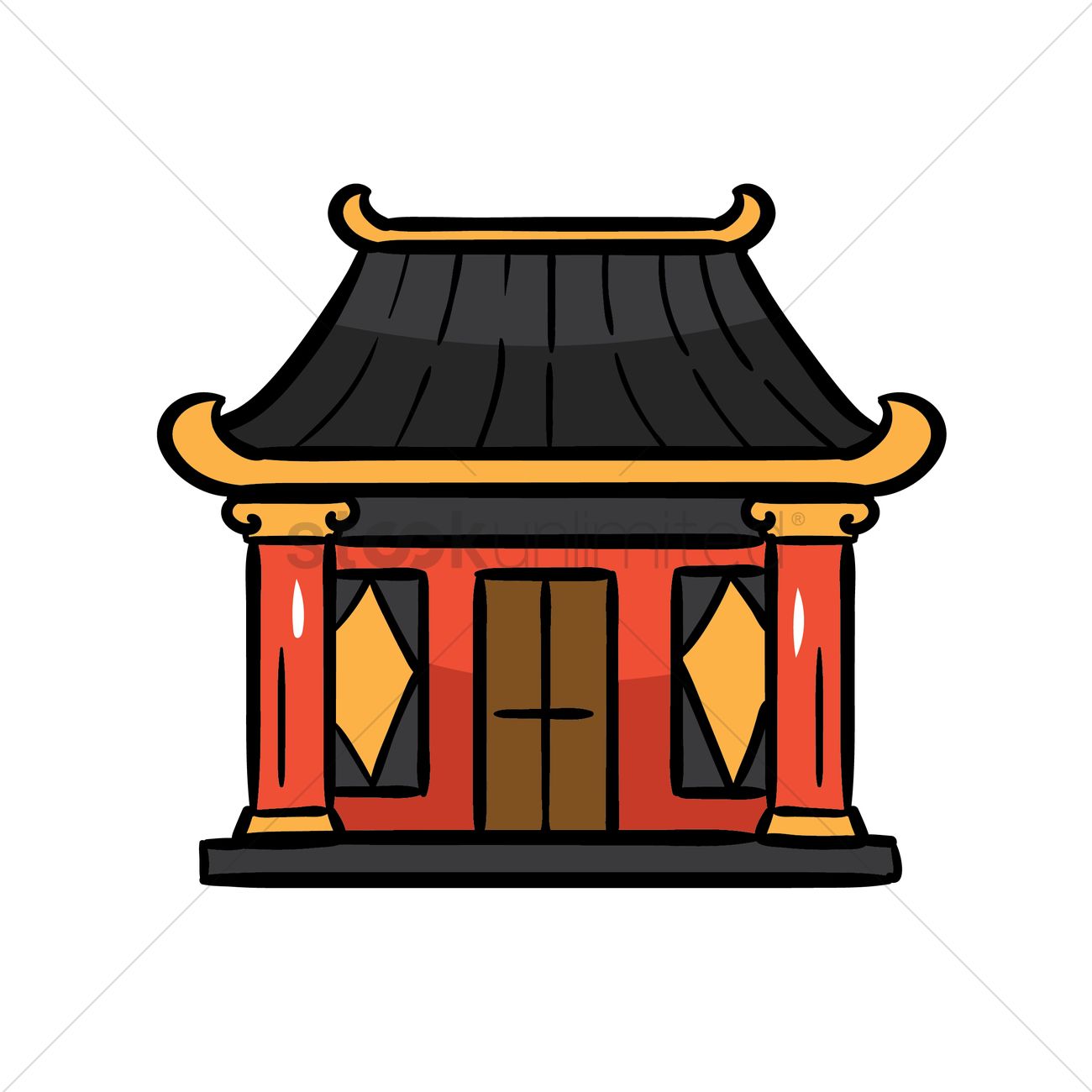 1300x1300 Chinese Temple Vector Image