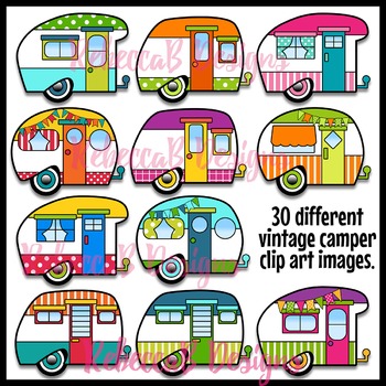 350x350 Vintage Camper Clip Art, Retro Camper Clipart By Rebeccab Designs