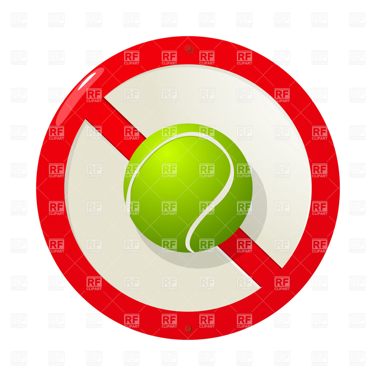 1200x1200 Restrictive Sign And Tennis Ball Royalty Free Vector Clip Art