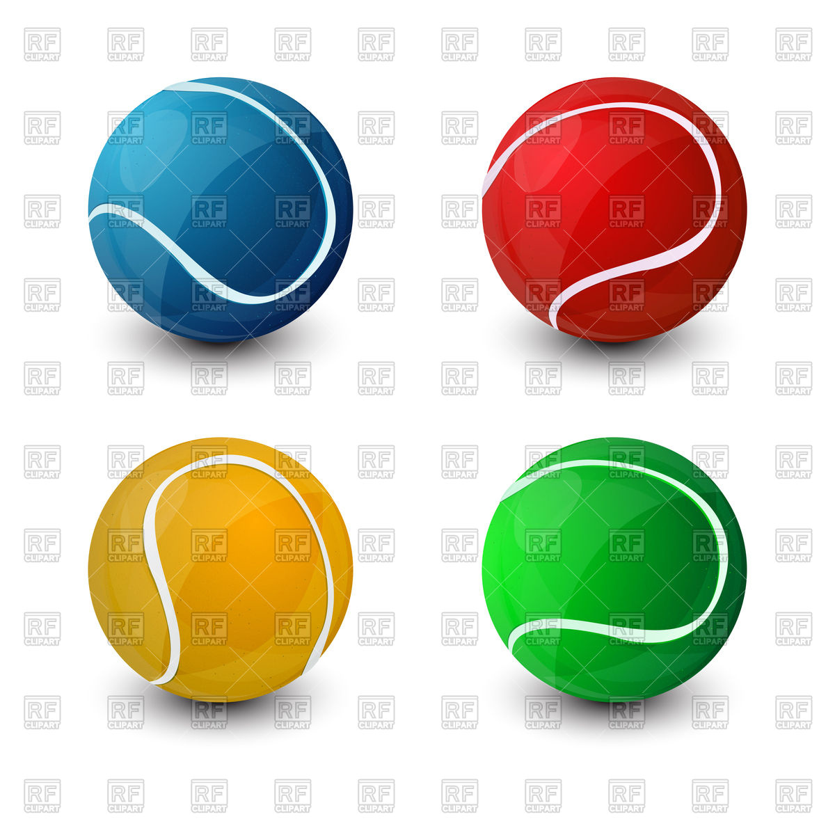 1200x1200 Tennis Balls In Colors Set Royalty Free Vector Clip Art Image