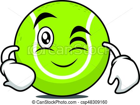 450x337 Wink Tennis Ball Cartoon Character Vector Illustration Clip Art