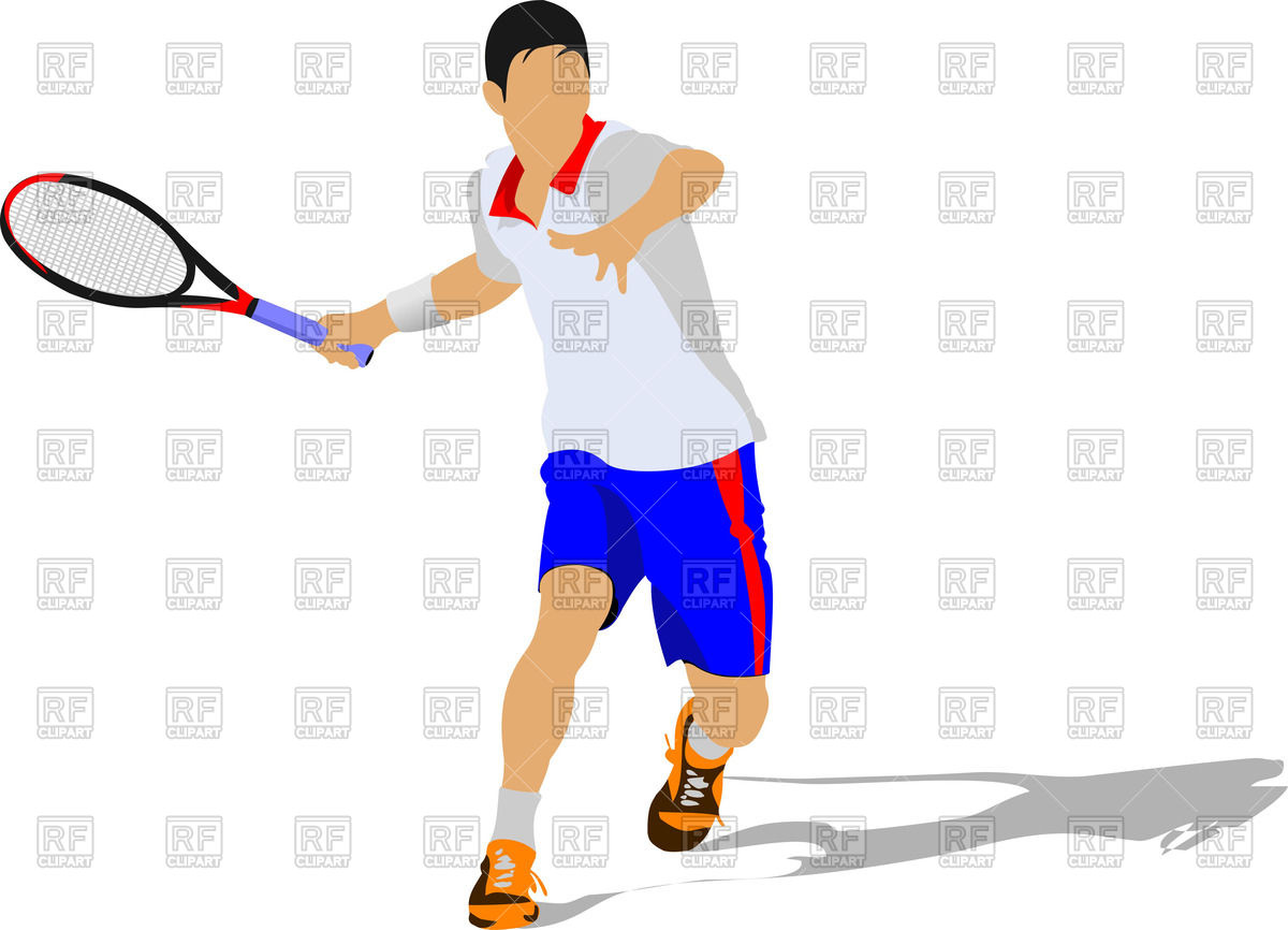 1200x866 Tennis Player With Racket Royalty Free Vector Clip Art Image