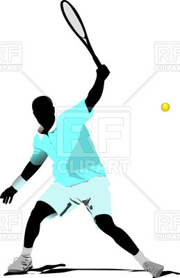 259x400 Colored Silhouette Of Tennis Player With Racket Royalty Free