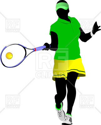 323x400 Silhouette Of Woman Tennis Player Hit Ball Royalty Free Vector