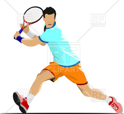 400x368 Tennis Player In Blue T Shirt On White Background Royalty Free