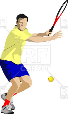239x400 Tennis Player With Racket In Action Royalty Free Vector Clip Art