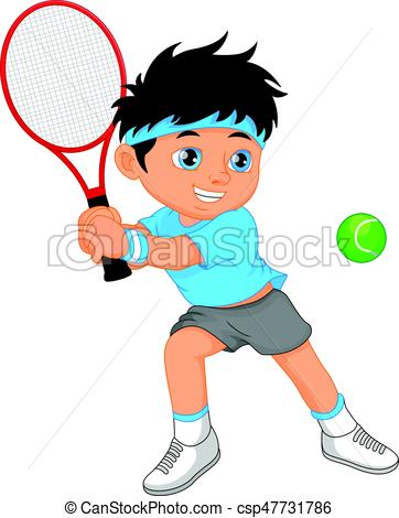 362x470 Vector Illustration Of Boy Tennis Player Cartoon Vector