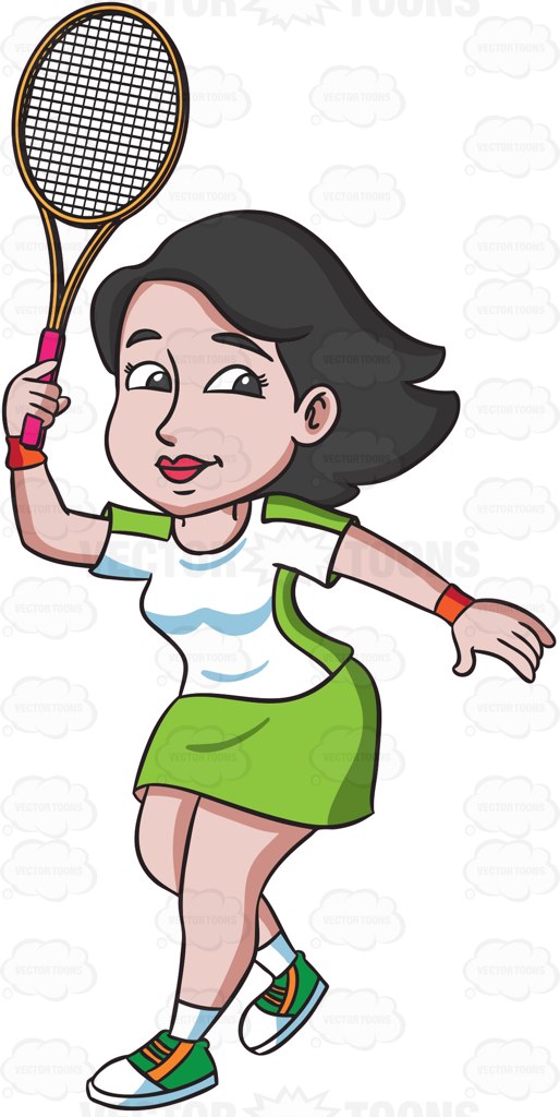 514x1024 A Female Tennis Player Hits A Forehand Winner Cartoon Clipart