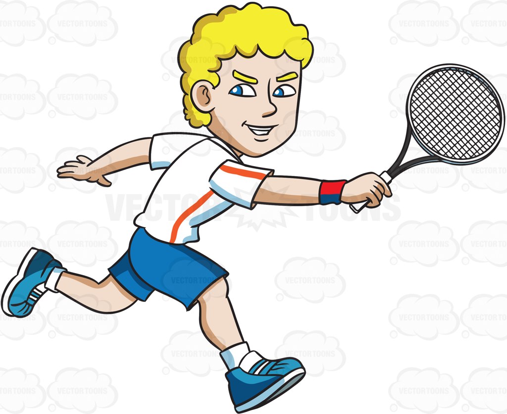 1024x835 A Tennis Player Trying To Hit The Ball With A Backhand Cartoon