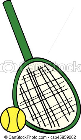 274x470 A Drawing Of A Green Tennis Racket With A Ball. Clip Art Vector