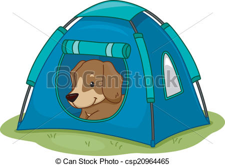 450x331 Dog Camping Tent. Illustration Featuring A Cute Little Dog Clip