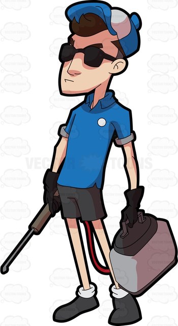 350x640 A Male Pest Exterminator Chilling Out Before Work Cartoon Clipart