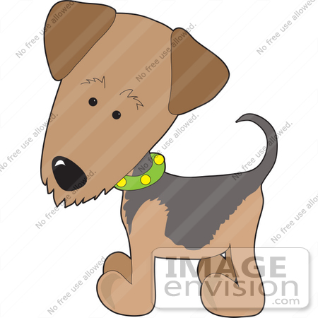 450x450 Clip Art Graphic Of A Curious Waterside Terrier Puppy Dog Wearing