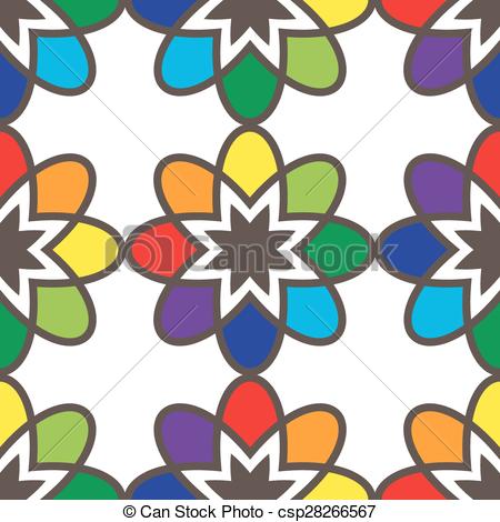 450x470 Flower Seamless Pattern Bright Colors. Vector Illustration Clip