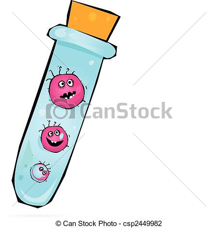 450x470 Viruses In Test Tube. Vector Illustration Of Funny Viruses. Vector
