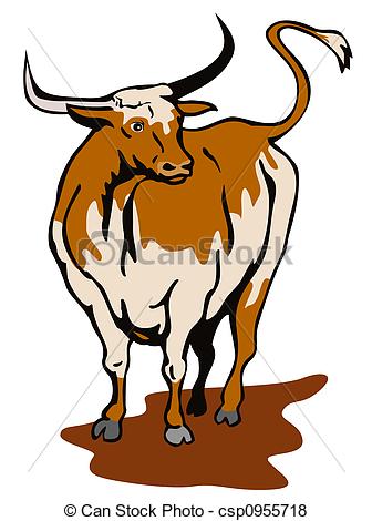 336x470 Texas Longhorn Bull. Illustration On Wildlife Stock Illustration