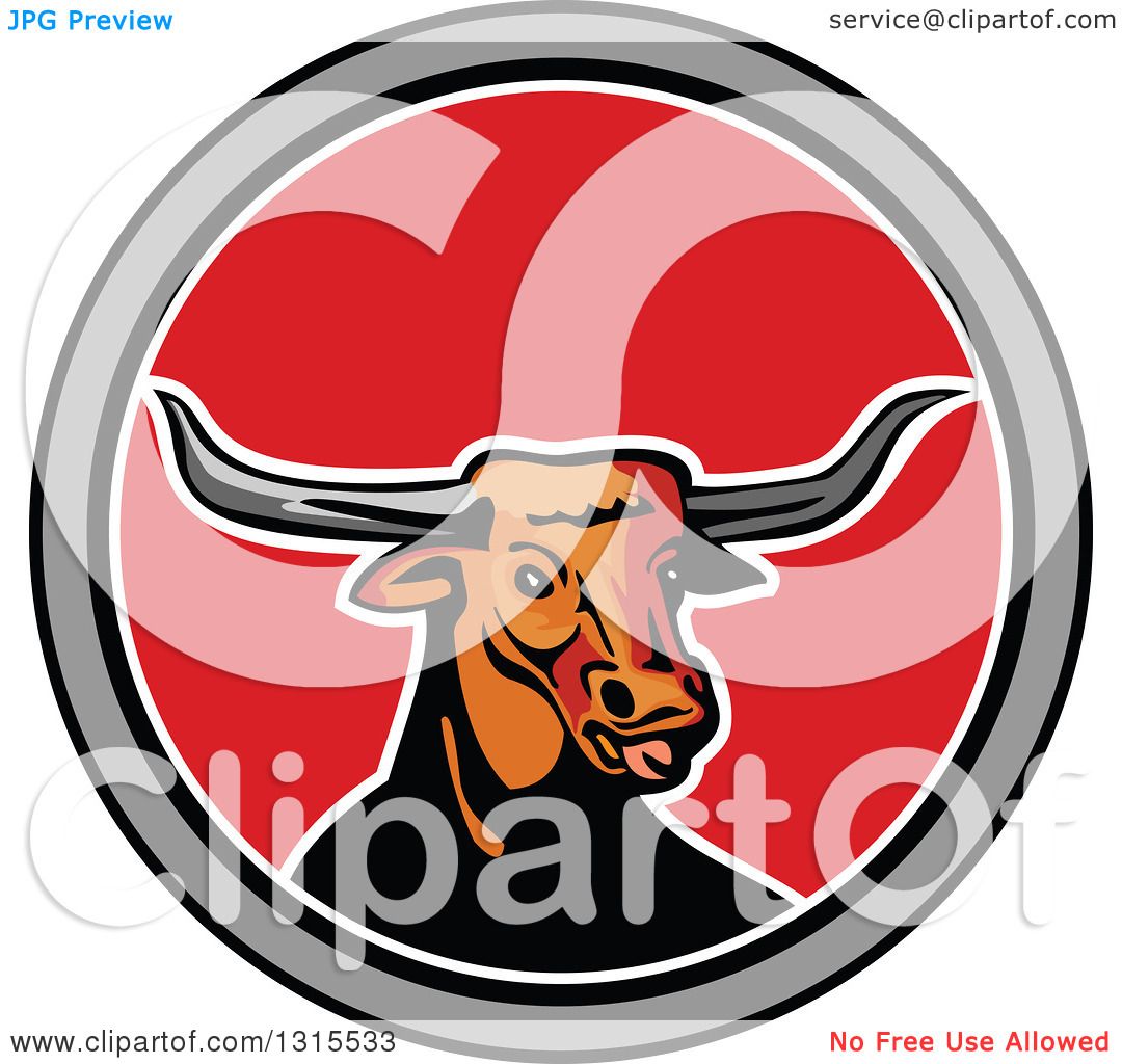 1080x1024 Clipart Of A Retro Texas Longhorn Steer Bull In A Black Gray White