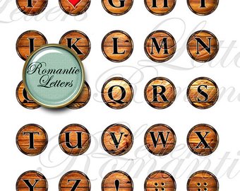 340x270 Digital Scrapbooking Alphabet 1 Inch Circle Wood Texture Digital