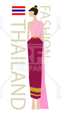 215x400 Thai Fashion Model Royalty Free Vector Clip Art Image