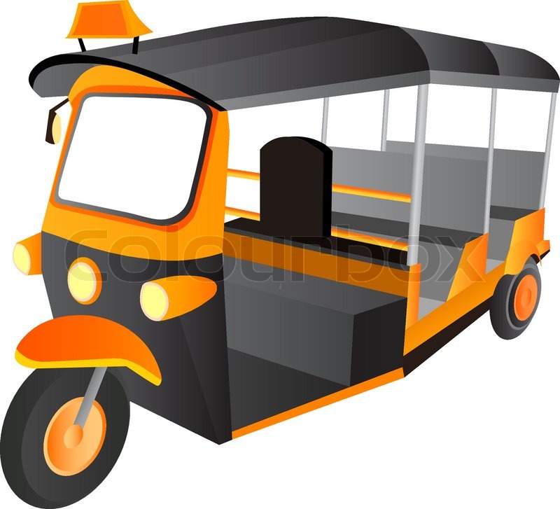 800x727 Three Wheeler Vector,tuk Tuk Taxi Car Thailand Stock Vector